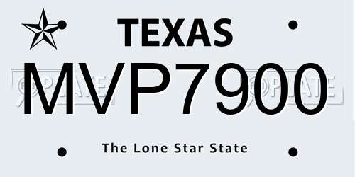 MVP7900 Texas License Plate