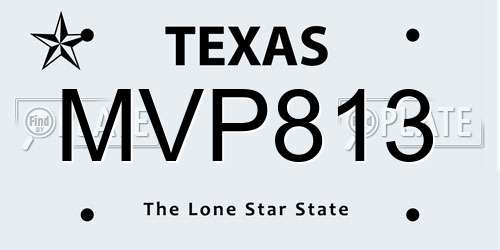 MVP813 Texas License Plate