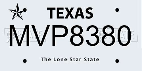 MVP8380 Texas License Plate