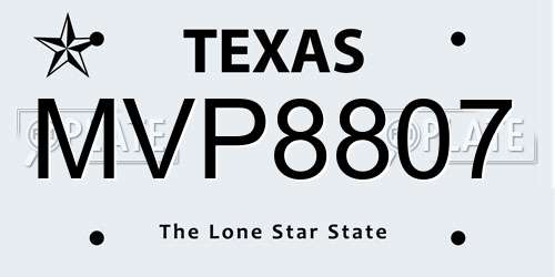 MVP8807 Texas License Plate