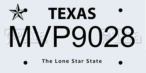 MVP9028 Texas License Plate