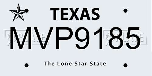 MVP9185 Texas License Plate