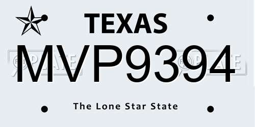 MVP9394 Texas License Plate