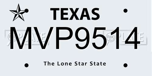MVP9514 Texas License Plate
