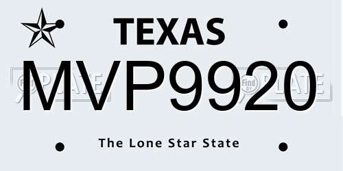 MVP9920 Texas License Plate