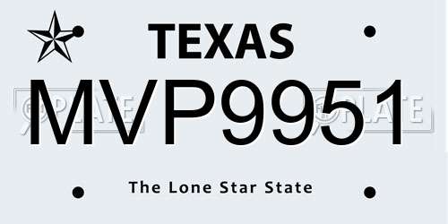 MVP9951 Texas License Plate