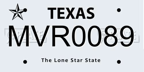 MVR0089 Texas License Plate