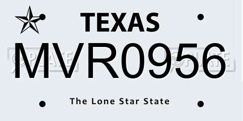 MVR0956 Texas License Plate