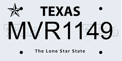 MVR1149 Texas License Plate
