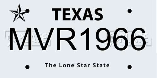 MVR1966 Texas License Plate