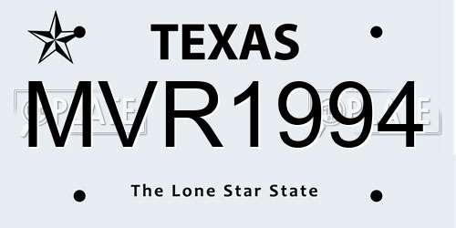 MVR1994 Texas License Plate