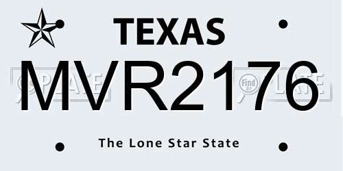 MVR2176 Texas License Plate