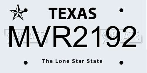 MVR2192 Texas License Plate