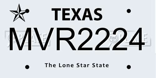 MVR2224 Texas License Plate