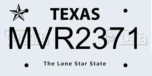 MVR2371 Texas License Plate