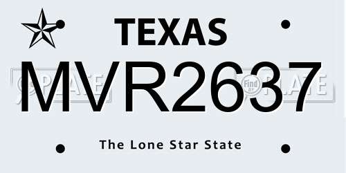 MVR2637 Texas License Plate