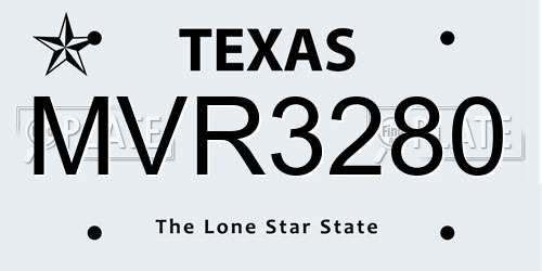 MVR3280 Texas License Plate