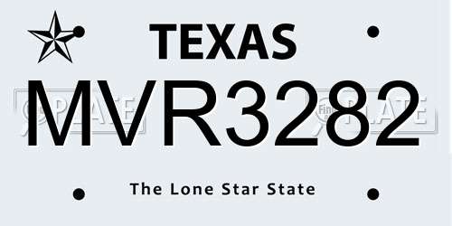 MVR3282 Texas License Plate