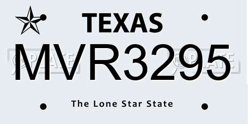 MVR3295 Texas License Plate