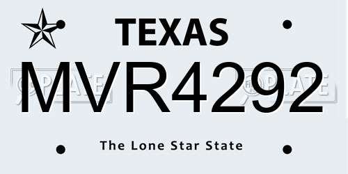 MVR4292 Texas License Plate