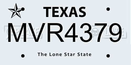 MVR4379 Texas License Plate