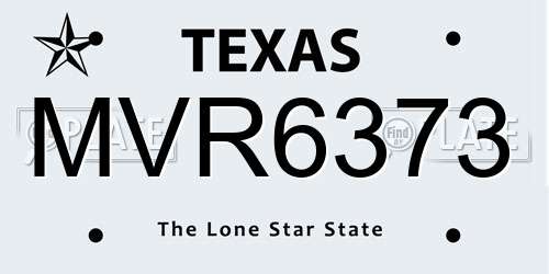 MVR6373 Texas License Plate