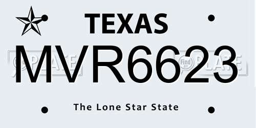 MVR6623 Texas License Plate