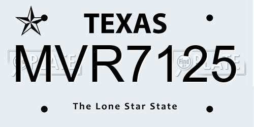 MVR7125 Texas License Plate