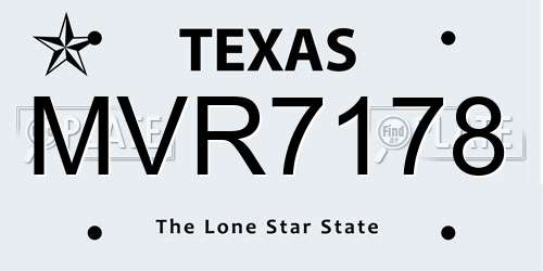 MVR7178 Texas License Plate