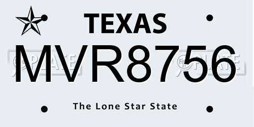 MVR8756 Texas License Plate