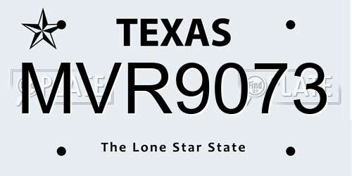 MVR9073 Texas License Plate