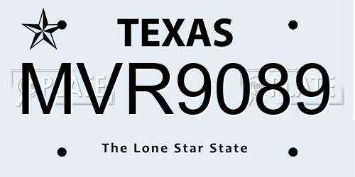 MVR9089 Texas License Plate