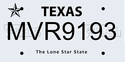 MVR9193 Texas License Plate