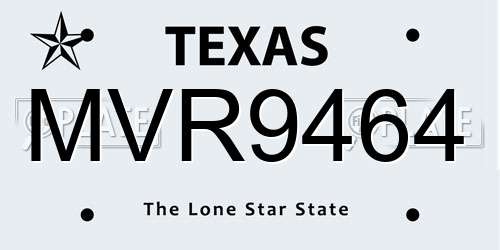 MVR9464 Texas License Plate