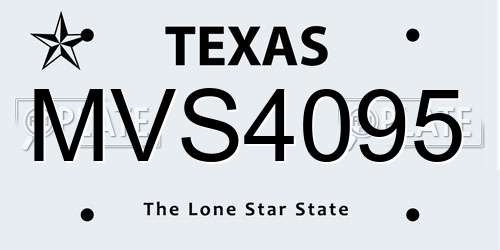 MVS4095 Texas License Plate