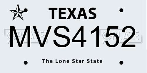 MVS4152 Texas License Plate