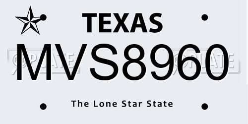 MVS8960 Texas License Plate