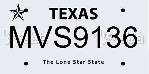 MVS9136 Texas License Plate