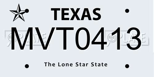 MVT0413 Texas License Plate