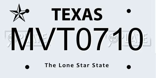 MVT0710 Texas License Plate
