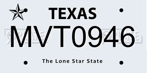 MVT0946 Texas License Plate