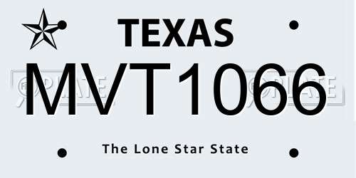 MVT1066 Texas License Plate