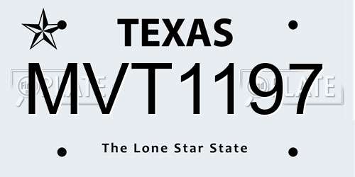 MVT1197 Texas License Plate
