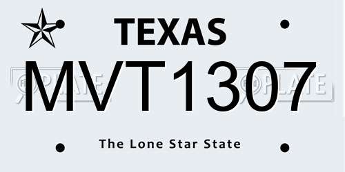 MVT1307 Texas License Plate