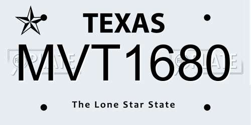 MVT1680 Texas License Plate