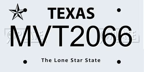 MVT2066 Texas License Plate