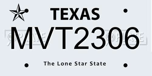 MVT2306 Texas License Plate