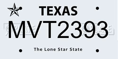 MVT2393 Texas License Plate
