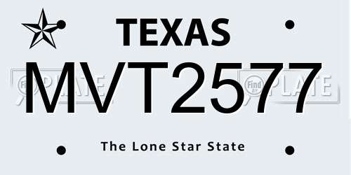 MVT2577 Texas License Plate