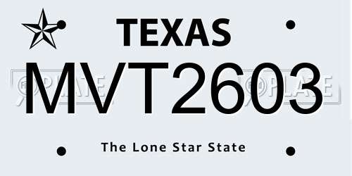 MVT2603 Texas License Plate